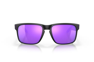 Image of Oakley OO9102 Holbrook Sunglasses, Matte Black Frame, Prizm Violet Lenses, OO9102-9102K6-55