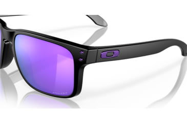 Image of Oakley OO9102 Holbrook Sunglasses, Matte Black Frame, Prizm Violet Lenses, OO9102-9102K6-55