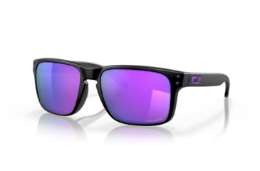 Image of Oakley OO9102 Holbrook Sunglasses, Matte Black Frame, Prizm Violet Lenses, OO9102-9102K6-55