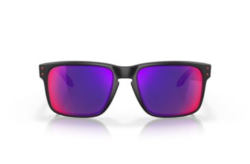 Image of Oakley OO9102 Holbrook Sunglasses, Matte Black Frame, Red Idrium Lenses, OO9102-36
