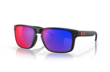 Image of Oakley OO9102 Holbrook Sunglasses, Matte Black Frame, Red Idrium Lenses, OO9102-36