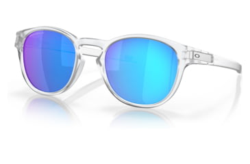 Image of Oakley OO9265 Latch Sunglasses - Mens, Matte Clear Frame, Prizm Sapphire Polarized Lens, 53, OO9265-926565-53