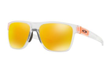 Image of Oakley OO9360 Sunglasses 936018-58 - Matte Clear Frame, Fire Iridium Lenses