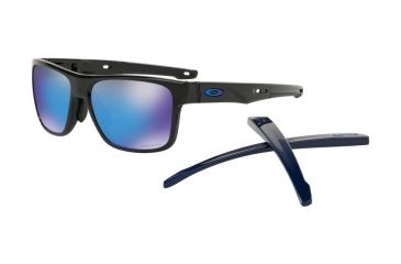Image of Oakley OO9371 Sunglasses 937110-57 - Aero Polished Black Frame, Prizm Sapphire Lenses