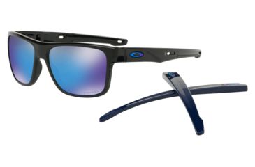 Image of Oakley OO9371 Sunglasses 937117-57 - Aero Polished Black Frame, Prizm Sapphire Lenses
