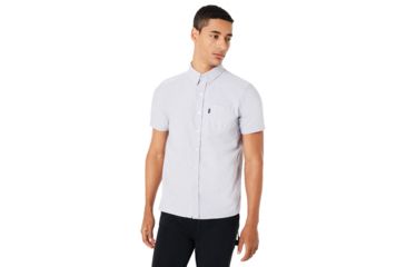 Image of Oakley Oxford Short Sleeve Shirt - Mens, Stone Gray, Medium, 401886-22Y-M