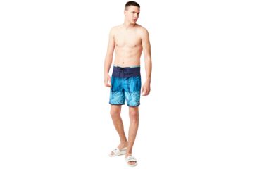 Image of Oakley Palm Geometric Boardshort 19 in- Mens, Atol Blue Palm P, 34, 482566-99B-34