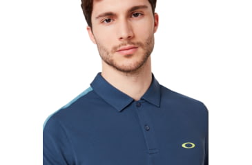 Image of Oakley Perforated Solid Polo - Mens, Foggy Blue, Extra Large, 434399-6FB-XL