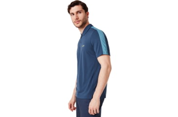 Image of Oakley Perforated Solid Polo - Mens, Foggy Blue, Extra Large, 434399-6FB-XL