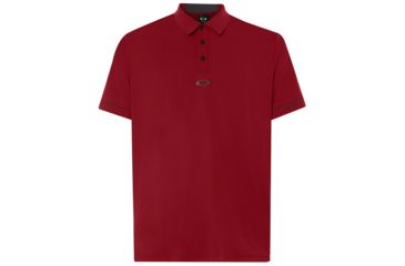Image of Oakley Polo Contrast Colar Detail Short Sleeve - Men's, Iron Red, Extra Large, 434277-80U-XL