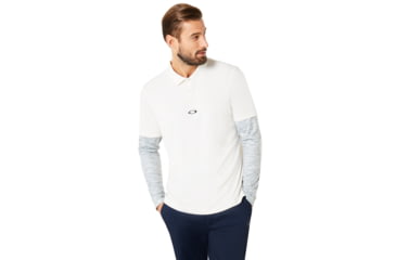 Image of Oakley Polo Shirt Long Sleeve Printed Sleeve - Mens, Arctic White, Large, 434225-10R-L