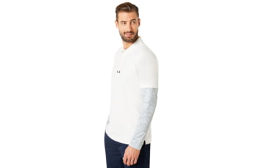 Image of Oakley Polo Shirt Long Sleeve Printed Sleeve - Mens, Arctic White, Large, 434225-10R-L