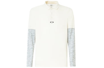 Image of Oakley Polo Shirt Long Sleeve Printed Sleeve - Mens, Arctic White, Large, 434225-10R-L