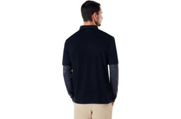 Image of Oakley Polo Shirt Long Sleeve Printed Sleeve - Mens, Blackout, Medium, 434225-02E-M