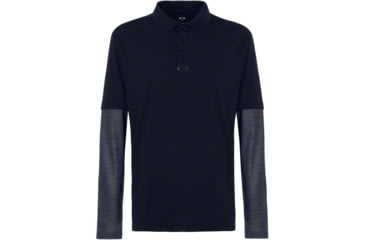 Image of Oakley Polo Shirt Long Sleeve Printed Sleeve - Mens, Blackout, Medium, 434225-02E-M