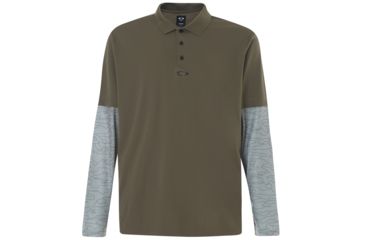 Image of Oakley Polo Shirt Long Sleeve Printed Sleeve - Mens, Dark Brush, Medium, 434225-86V-M