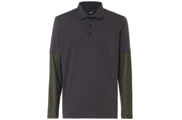 Image of Oakley Polo Shirt Long Sleeve Printed Sleeve - Mens, Forged Iron, Large, 434225-24J-L
