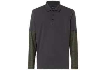 Image of Oakley Polo Shirt Long Sleeve Printed Sleeve - Mens, Forged Iron, Extra Small, 434225-24J-XS