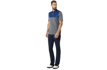 Image of Oakley Polo Shirt Short Sleeve Color Block - Mens, Athletic Heather Grey, Large 434228-24G-L