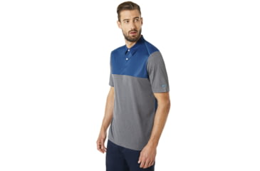 Image of Oakley Polo Shirt Short Sleeve Color Block - Mens, Athletic Heather Grey, Large 434228-24G-L