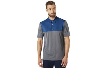 Image of Oakley Polo Shirt Short Sleeve Color Block - Mens, Athletic Heather Grey, Large 434228-24G-L