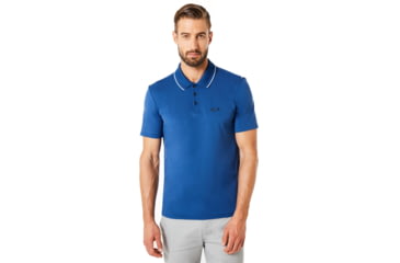 Image of Oakley Polo Shirt Short Sleeve Ribbed DetaiLong Sleeve - Mens, Dark Blue, Medium, 434219-609-M