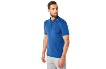 Image of Oakley Polo Shirt Short Sleeve Ribbed DetaiLong Sleeve - Mens, Dark Blue, Medium, 434219-609-M