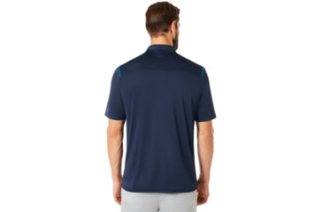 Image of Oakley Polo Shirt Short Sleeve Striped Ellipse - Mens, Fathom, Medium, 434229-6AC-M