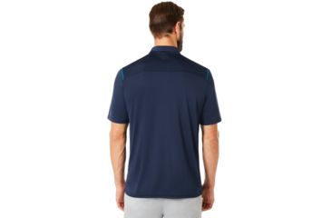 Image of Oakley Polo Shirt Short Sleeve Striped Ellipse - Mens, Fathom, Small, 434229-6AC-S