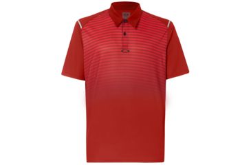 Image of Oakley Polo Shirt Short Sleeve Striped Ellipse - Mens, Iron Red, Large, 434229-80U-L