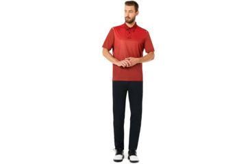 Image of Oakley Polo Shirt Short Sleeve Striped Ellipse - Mens, Iron Red, Small, 434229-80U-S