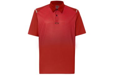 Image of Oakley Polo Shirt Short Sleeve Striped Ellipse - Mens, Iron Red, Small, 434229-80U-S