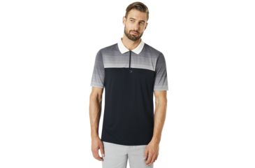Image of Oakley Polo Shirt Short Sleeve Sublimated Jacquard - Mens, Blackout, Large 434222-02E-L