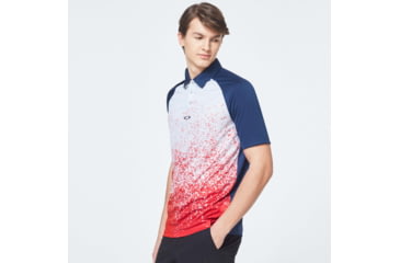 Image of Oakley Pop Spray Short Sleeve Polo - Mens, High Risk Red, Small, FOA400128-43A-S