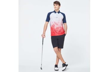 Image of Oakley Pop Spray Short Sleeve Polo - Mens, High Risk Red, Small, FOA400128-43A-S