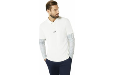 Image of Oakley Printed Long Sleeve Polo Shirt - Mens, Arctic White, Extra Small, 434225-10R-XS