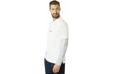 Image of Oakley Printed Long Sleeve Polo Shirt - Mens, Arctic White, Extra Small, 434225-10R-XS