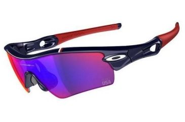 Image of Oakley Radar Path Team USA Dark Blue Frame w/ +Red Iridium Lenses Sunglasses 24-302