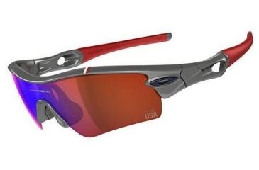 Image of Oakley Radar Path Team USA Grey Frame w/ Blue Iridium Lenses Sunglasses 24-301