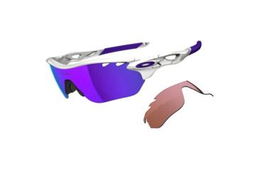 Image of Oakley RADARLOCK EDGE OO9183 Sunglasses 918306-38 - Polished White Frame, Violet Iridium Vented Lenses