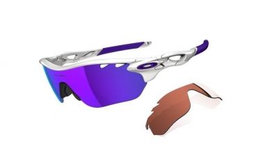 Image of Oakley Radarlock Edge Womens Sunglasses Polished White Frame, Violet Iridium Vented and VR28 Vented Lens OO9183-06