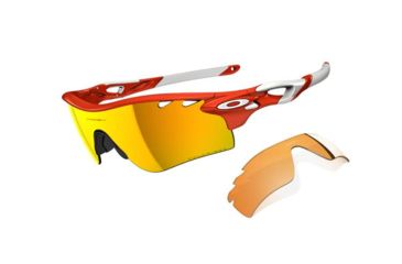 Image of Oakley Radarlock Path Blood Orange Frame w/ Fire Iridium Polarized Lenses Men's Sunglasses OO9181-08