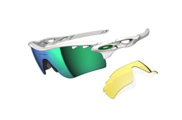 Image of Oakley Radarlock Path Polished White Frame w/ Jade Iridium Lenses Men's Sunglasses OO9181-05