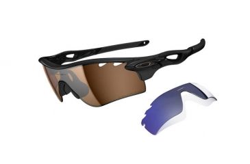 Image of Oakley Radarlock Path Mens Sunglasses Polished Black Frame, Bronze Polarized Vented and Deep Blue Polarized Vented Lens OO9181-25