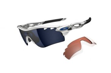Image of Oakley Radarlock Path Mens Sunglasses Silver Frame, Ice Iridium Vented and VR28 Vented Lens OO9181-21