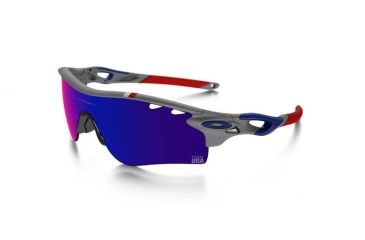 Image of Oakley Radarlock Path Mens Sunglasses Team USA Grey Frame, Positive Red Iridium Vented Vented Lens OO9181-11