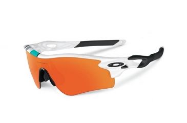 Image of Oakley Radarlock Path Mens Sunglasses Polished White Frame, Fire Iridium and Black Iridium Lens OO9181-30