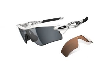 Image of Oakley Radarlock Path Mens Sunglasses Matte White Frame, Grey Polarized and VR28 Black Iridium Lens OO9181-20