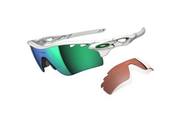 Image of Oakley Radarlock Path Mens Sunglasses Polished White Frame, Jade Iridium Vented and VR28 Vented Lens OO9181-22