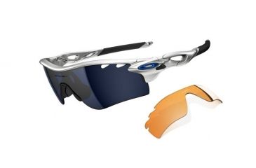 Image of Oakley Radarlock Path Silver Frame w/ Ice Iridium Lenses Men's Sunglasses OO9181-03